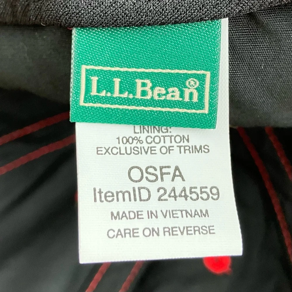 L.L. Bean Hat Leather Strapback Red Wool Blend Baseball Cap Blank OSFA